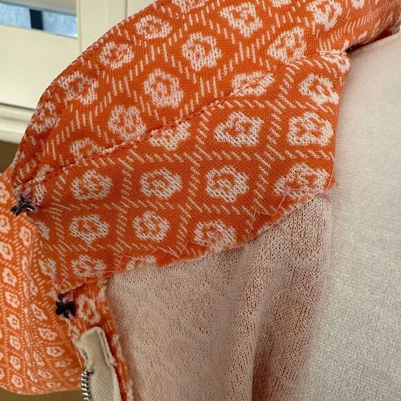 Vintage Women's M Handmade Collared Midi Dress Orange Floral Mid Mod Retro Style - Picture 8 of 9